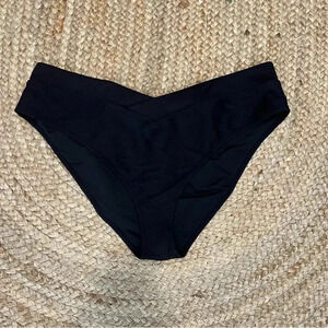 J Crew Bikini Bottom Sz 2X Ribbed Cross Front cheeky bikini black